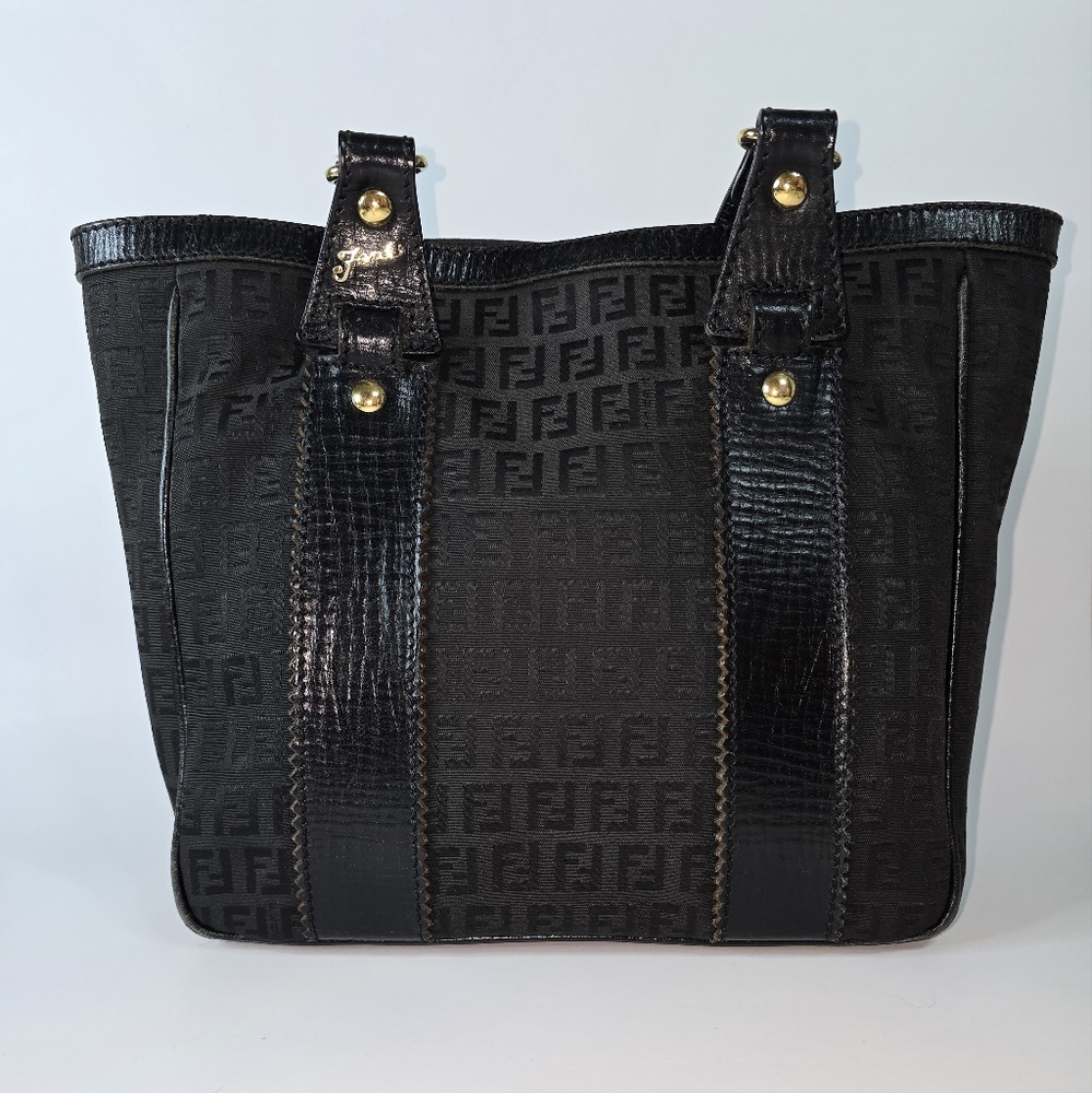 SOLD Fendi Black Zucchino Canvas Tote Bag